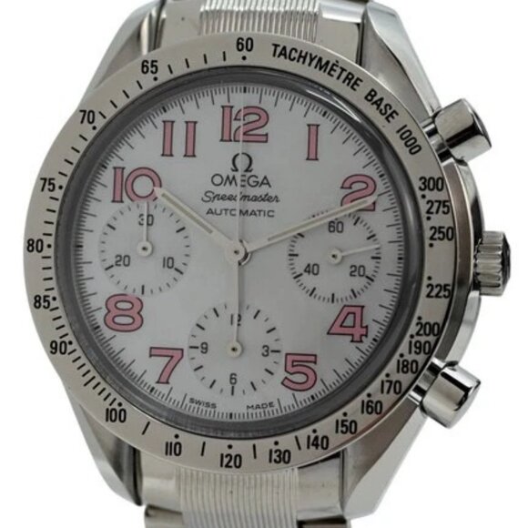 Omega 39mm Ladies Speedmaster Auto Chrono Pink MOP White Dial Watch Ref: 3534.74 main image 12